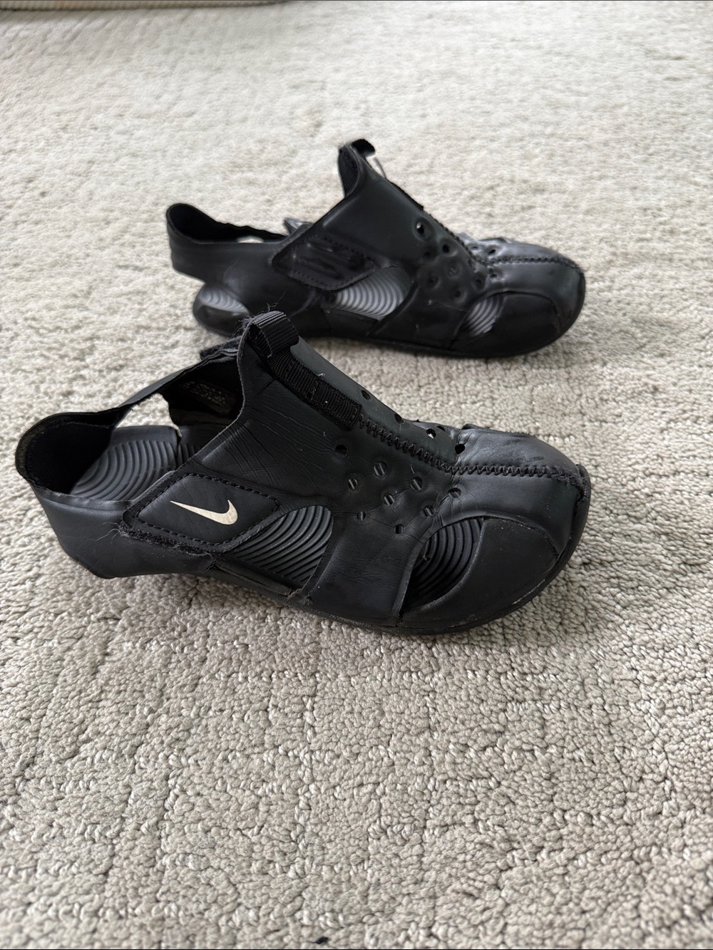 Nike Kids Black Water Shoes with White Swoosh